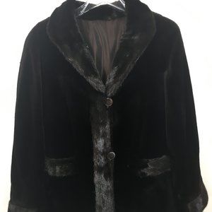 Lightweight Sheared MINK fur jacket brown black reversible taffeta Small 483